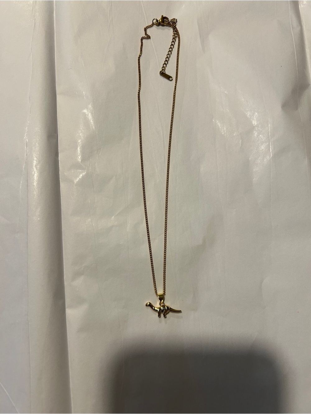Gold tone Dinosaur Pendant Necklace